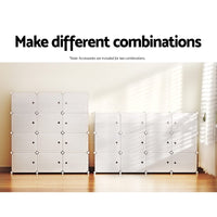 Artiss Shoe Rack DIY 12 Storage Cube Stackable White Furniture Kings Warehouse 