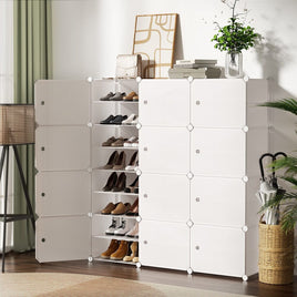 Artiss Shoe Rack DIY 12 Storage Cube Stackable White Furniture Kings Warehouse 
