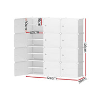 Artiss Shoe Rack DIY 12 Storage Cube Stackable White Furniture Kings Warehouse 