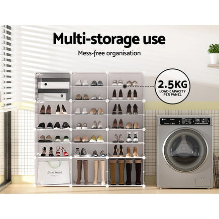 Artiss Shoe Rack DIY 12 Storage Cube Stackable White Furniture Kings Warehouse 