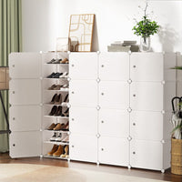 Artiss Shoe Rack DIY 16 Storage Cube Stackable White Furniture Kings Warehouse 