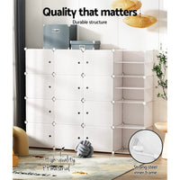 Artiss Shoe Rack DIY 16 Storage Cube Stackable White Furniture Kings Warehouse 
