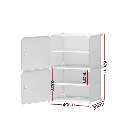 Artiss Shoe Rack DIY Set of 2 Storage Cube Stackable White Furniture Kings Warehouse 