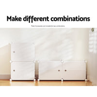 Artiss Shoe Rack DIY Set of 2 Storage Cube Stackable White Furniture Kings Warehouse 
