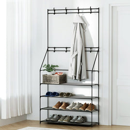 Artiss Shoe Rack Hall Tree 16 Pairs Black Furniture Kings Warehouse 