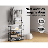 Artiss Shoe Rack Hall Tree 16 Pairs Black Furniture Kings Warehouse 