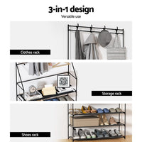 Artiss Shoe Rack Hall Tree 16 Pairs Black Furniture Kings Warehouse 