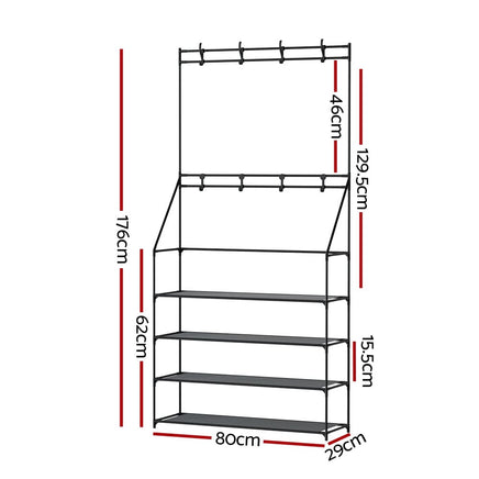 Artiss Shoe Rack Hall Tree 16 Pairs Black Furniture Kings Warehouse 