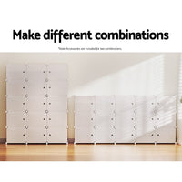 Artiss Shoe Rack Storage Cabinet DIY 15 Storage Cube Stackable White Furniture Kings Warehouse 