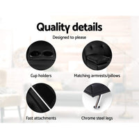 Artiss Sofa Bed 168CM Black PU Leather Furniture Kings Warehouse 