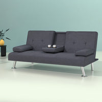 Artiss Sofa Bed 175CM Dark Grey Fabric Furniture Kings Warehouse 