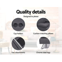 Artiss Sofa Bed 175CM Dark Grey Fabric Furniture Kings Warehouse 