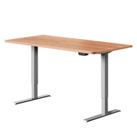 Artiss Standing Desk Adjustable Height Desk Electric Motorised Grey Frame Oak Desk Top 140cm Mid-Season Super Sale KingsWarehouse 