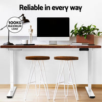 Artiss Standing Desk Motorised Dual Motor 120CM Rustic Brwon Furniture Kings Warehouse 