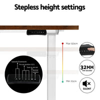 Artiss Standing Desk Motorised Dual Motor 120CM Rustic Brwon Furniture Kings Warehouse 