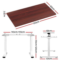 Artiss Standing Desk Motorised Dual Motor 120CM Walnut Furniture Kings Warehouse 