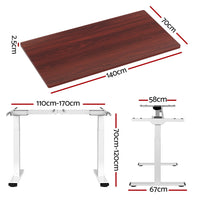 Artiss Standing Desk Motorised Dual Motor 140CM Walnut Furniture Kings Warehouse 