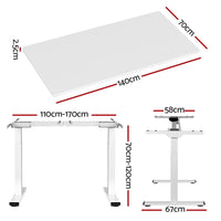 Artiss Standing Desk Motorised Dual Motor 140CM White Furniture Kings Warehouse 