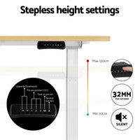 Artiss Standing Desk Motorised Dual Motor 140CM White Oak Furniture Kings Warehouse 