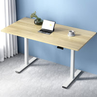 Artiss Standing Desk Motorised Dual Motor 140CM White Oak Furniture Kings Warehouse 