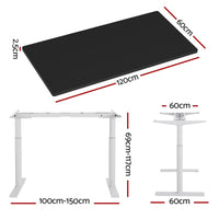 Artiss Standing Desk Motorised Electric Dual Motor 120CM Black Furniture Kings Warehouse 