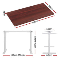 Artiss Standing Desk Motorised Electric Dual Motor 120CM Walnut Furniture Kings Warehouse 