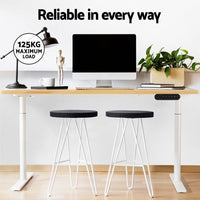 Artiss Standing Desk Motorised Electric Dual Motor 120CM White Oak Furniture Kings Warehouse 