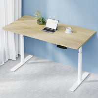 Artiss Standing Desk Motorised Electric Dual Motor 140CM White Oak Furniture Kings Warehouse 