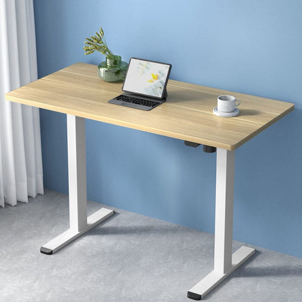 Artiss Standing Desk Motorised Sit Stand Desks White Oak 120CM Furniture Kings Warehouse 