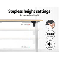 Artiss Standing Desk Motorised Sit Stand Desks White Oak 120CM Furniture Kings Warehouse 