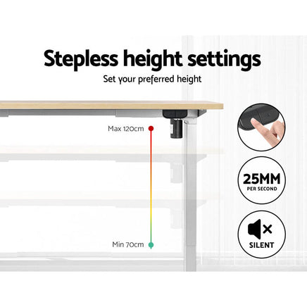 Artiss Standing Desk Motorised Sit Stand Desks White Oak 120CM Furniture Kings Warehouse 