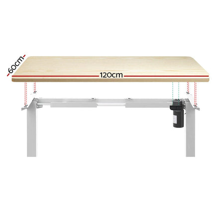 Artiss Standing Desk Motorised Sit Stand Desks White Oak 120CM Furniture Kings Warehouse 