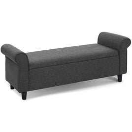 Artiss Storage Ottoman Blanket Box 125cm Arm Linen Grey Furniture Kings Warehouse 