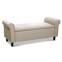 Artiss Storage Ottoman Blanket Box 125cm Arm Linen Taupe Furniture Kings Warehouse 