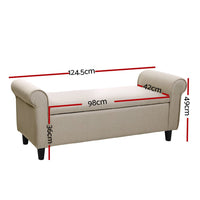 Artiss Storage Ottoman Blanket Box 125cm Arm Linen Taupe Furniture Kings Warehouse 