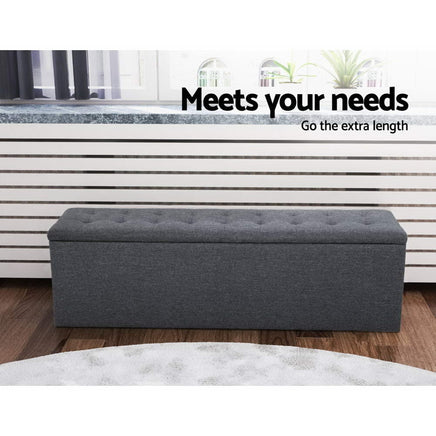 Artiss Storage Ottoman Blanket Box 140cm Linen Dark Grey Furniture Kings Warehouse 