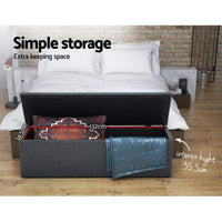 Artiss Storage Ottoman Blanket Box 140cm Linen Dark Grey Furniture Kings Warehouse 