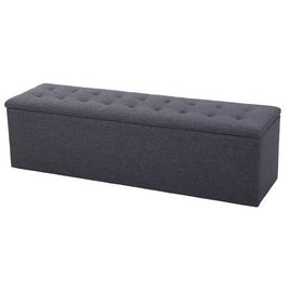 Artiss Storage Ottoman Blanket Box 140cm Linen Dark Grey Furniture Kings Warehouse 