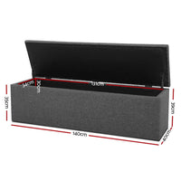 Artiss Storage Ottoman Blanket Box 140cm Linen Dark Grey Furniture Kings Warehouse 