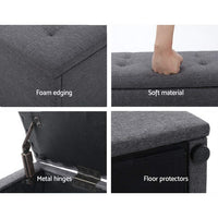 Artiss Storage Ottoman Blanket Box 140cm Linen Dark Grey Furniture Kings Warehouse 
