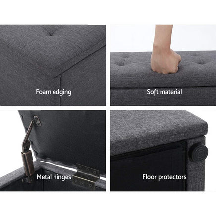 Artiss Storage Ottoman Blanket Box 140cm Linen Dark Grey Furniture Kings Warehouse 