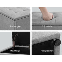 Artiss Storage Ottoman Blanket Box 140cm Linen Grey Furniture Kings Warehouse 