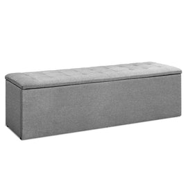 Artiss Storage Ottoman Blanket Box 140cm Linen Grey Furniture Kings Warehouse 