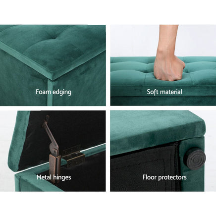 Artiss Storage Ottoman Blanket Box 140cm Velvet Green Furniture Kings Warehouse 