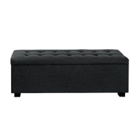 Artiss Storage Ottoman Blanket Box 97cm Linen Charcoal Furniture Kings Warehouse 
