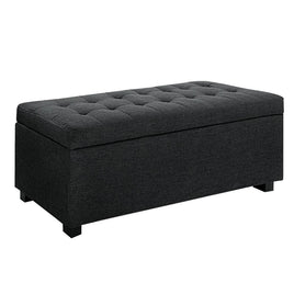 Artiss Storage Ottoman Blanket Box 97cm Linen Charcoal Furniture Kings Warehouse