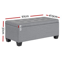Artiss Storage Ottoman Blanket Box 97cm Linen Grey Furniture Kings Warehouse 