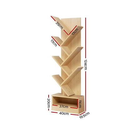 Artiss Tree Bookshelf 7 Tiers - ECHO Oak Furniture Kings Warehouse 