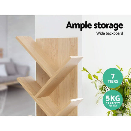 Artiss Tree Bookshelf 7 Tiers - ECHO Oak Furniture Kings Warehouse 