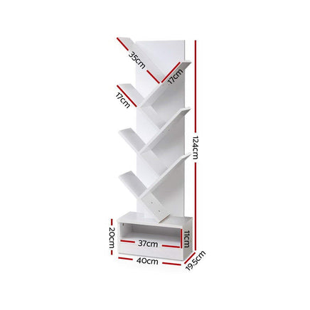 Artiss Tree Bookshelf 7 Tiers - ECHO White Furniture Kings Warehouse 